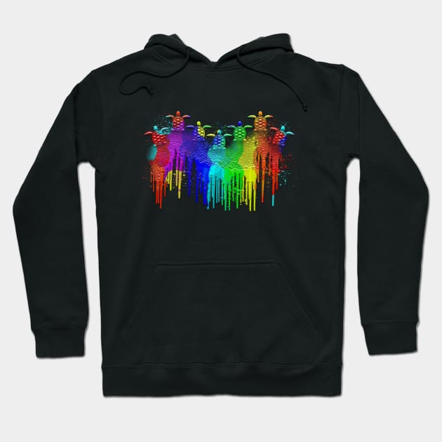 colorful Rainbow Turtles with Splashes Hoodie by Hispaniola-Fineart